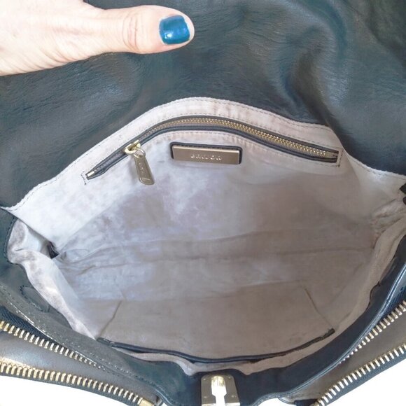 Gryson 'Willa' Black Calf Leather Long Studded Strap Shoulder Bag' - Picture 7 of 11